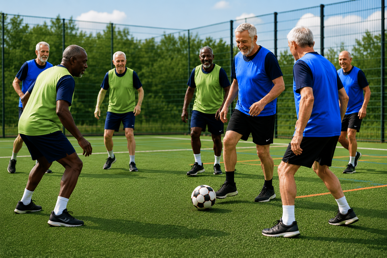 Men playing walking football in Coventry, Tile Hill
